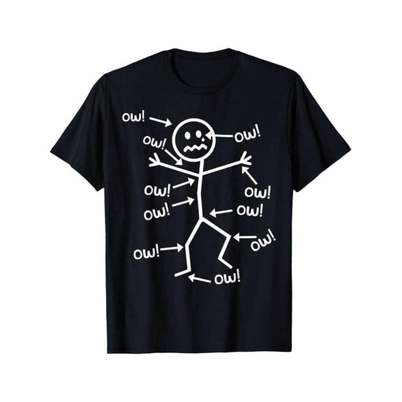 Ow Ow Ow T-Shirt - Funny Chronic Pain Awareness T-Shirt All Season Cotton Single Sided Printed Crew Neck Short Sleeve T Shirt