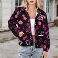 thumbnail image 3 of Jackets for Women Winter Coat Jackets Flannel Stand Collar Jacket(Hope Heals Awareness,Size:S-4XL), 3 of 7
