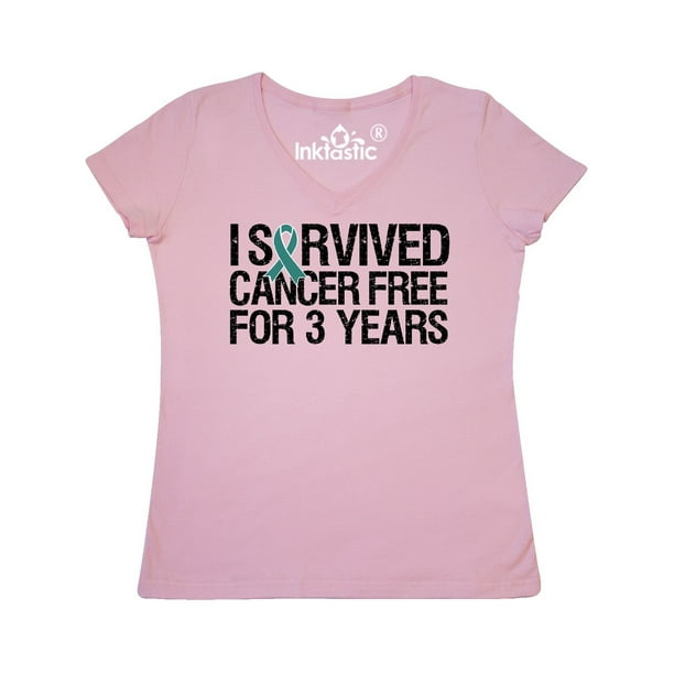 INKtastic I Survived Cancer Free For 3 Years Teal Ribbon Women's V