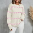 thumbnail image 2 of WRKEKC Women's Heart Print Knit Pullover Sweater Casual Crew Neck Long Sleeve Valentine Fall Tops Cozy Womens Sweater Romantic, 2 of 10