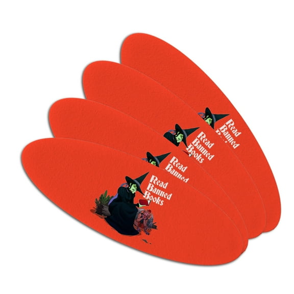Read Banned Books Witch and Monkey Double-Sided Oval Nail File Emery Board Set 4 Pack