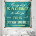 thumbnail image 1 of Saying Tapestry, Every Day is a Chance to Change Your Opportunities Words Retro Poster Print, Fabric Wall Hanging Decor for Bedroom Living Room Dorm, 5 Sizes, Jade Green Tan, by Ambesonne, 1 of 1