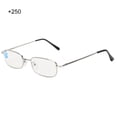 thumbnail image 3 of Gafas de lectura unisex elegantes +2.50, marco plateado con lentes transparentes que bloquean la luz azul para hombres y mujeres, 3 of 8