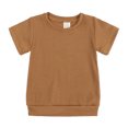 thumbnail image 5 of Sngxgn Toddler Girl's 2 Piece Outfits Short Sleeve Twist Tee with Flare Pants Cute Set(Brown,90), 5 of 8