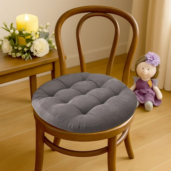 Vfedsrsge 1Pcs Corduroy Chair Cushion - Thickened Soft Foam Filled, Solid Gray 16.5 Inch Seat Pad for Kitchen Dining/Patio Chairs, Spot Clean, Back Support & Durable Non-Deforming