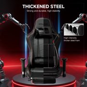 GTPLAYER Gaming Chair with Bluetooth Speakers Music Office Chair with Footrest PU Leather Recliner, Black