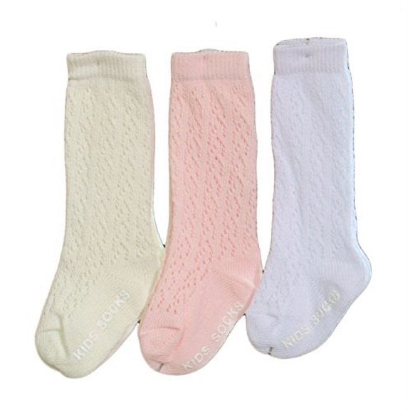 Lian LifeStyle Baby's Girl's 3 Pairs Pure Cotton Socks Mesh M(2Y-4Y)