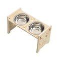 thumbnail image 3 of Comedero elevado para gatos, comedero y bebedero portátil extraíble, estación de alimentación elevada para cachorros, gatos de interior y gatitos. Color madera, 3 of 8