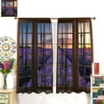 thumbnail image 2 of Lavender Curtains, Countryside Nature Purple Plants Sunset Sunrise Wooden Window Window Treatments for Bedroom Living Room Kitchen Drapes Rod Pocket 2 Panels 84x84 Inch, 2 of 5