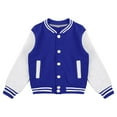 thumbnail image 3 of TiaoBug Kids Boys Plain Jacket Varsity Baseball Retro Coats Track Top Outwear Royal Blue 5-6, 3 of 7