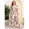 thumbnail image 2 of AURA Plus Size High Waist V Neck Printed Maxi Dress Elegant Spring Summer Style, 2 of 10