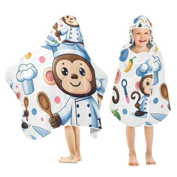 Monkey Chef Cooker Kid Bath Towels Bath Beach Towel Super Soft and Absorbent for Kid Girl Boy Babie Toddler Infant