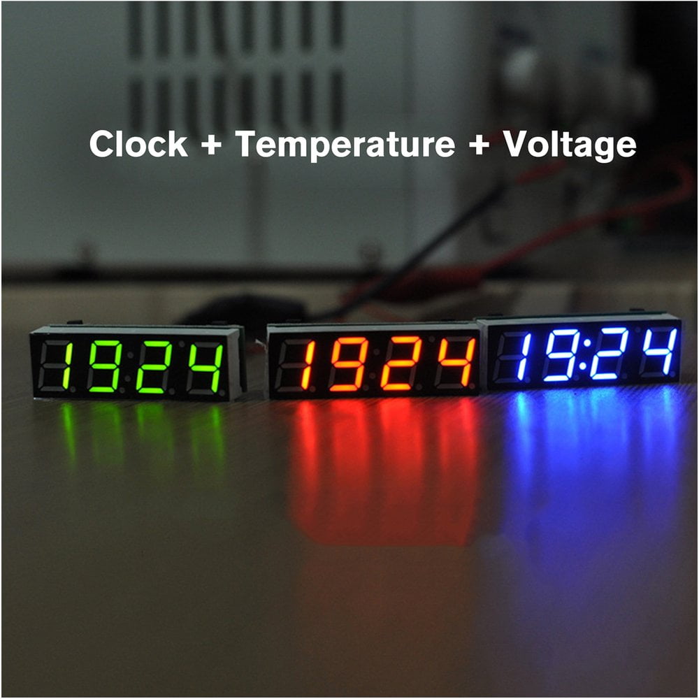 Time Electronic Clock 3COLOR Decor Car Auto Temperature Digital LED Voltmeter 