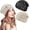 Black, Beige, variant on 2 Pieces Floral Crochet Slouchy Beanie Hat Handmade Knit Cutout Women Floral Skull Cap Stretchy Knitted Crochet Hat for Women