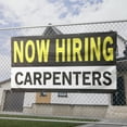 thumbnail image 2 of Now Hiring Carpenters 13 oz Heavy Duty Vinyl Banner Carpenter Jobs Available Help Wanted Sign for Business Advertising Indoor/Outdoor Single-Sided with Metal Grommets (4x8 ft, Bk & Wh & Ye), 2 of 6