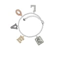 thumbnail image 2 of Delight Jewelry Silvertone Pebble Border Initial - Q Multi-Colored Crystal Love Charm Bracelet, 2 of 5