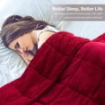 thumbnail image 4 of Sherpa Fleece Weighted Blanket for Adult, 15 lbs Dual Sided Cozy Fluffy Heavy Blanket, Ultra Fuzzy Throw Blanket with Soft Plush Flannel Top, 60 x 80 inches for Queen Burgundy on Both Sides, 4 of 14