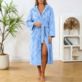 thumbnail image 2 of HBGVBA Hooded Flannel Robe for Women,Solid Bathrobe with Pockets,Cozy Loungewear Sleepwear, 2 of 5