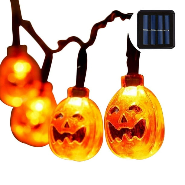 Pumpkin String Lights Outdoor Halloween Lights with 30 LEDs Pumpkin Solar Power String Lights