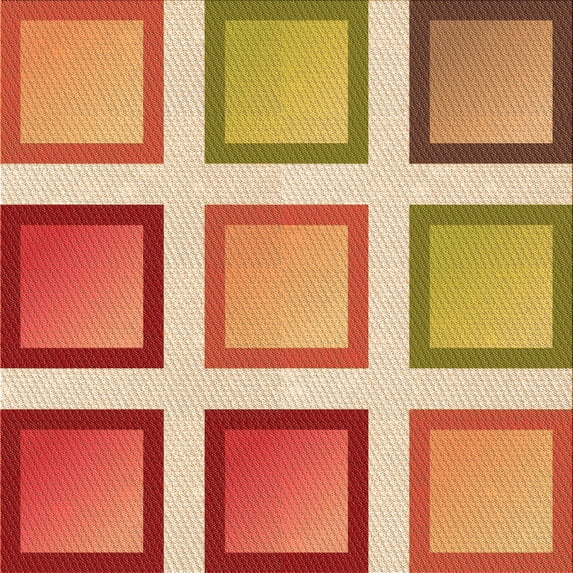 Ahgly Company Machine Washable Indoor Square Transitional Yellow Orange Area Rugs, 7' Square