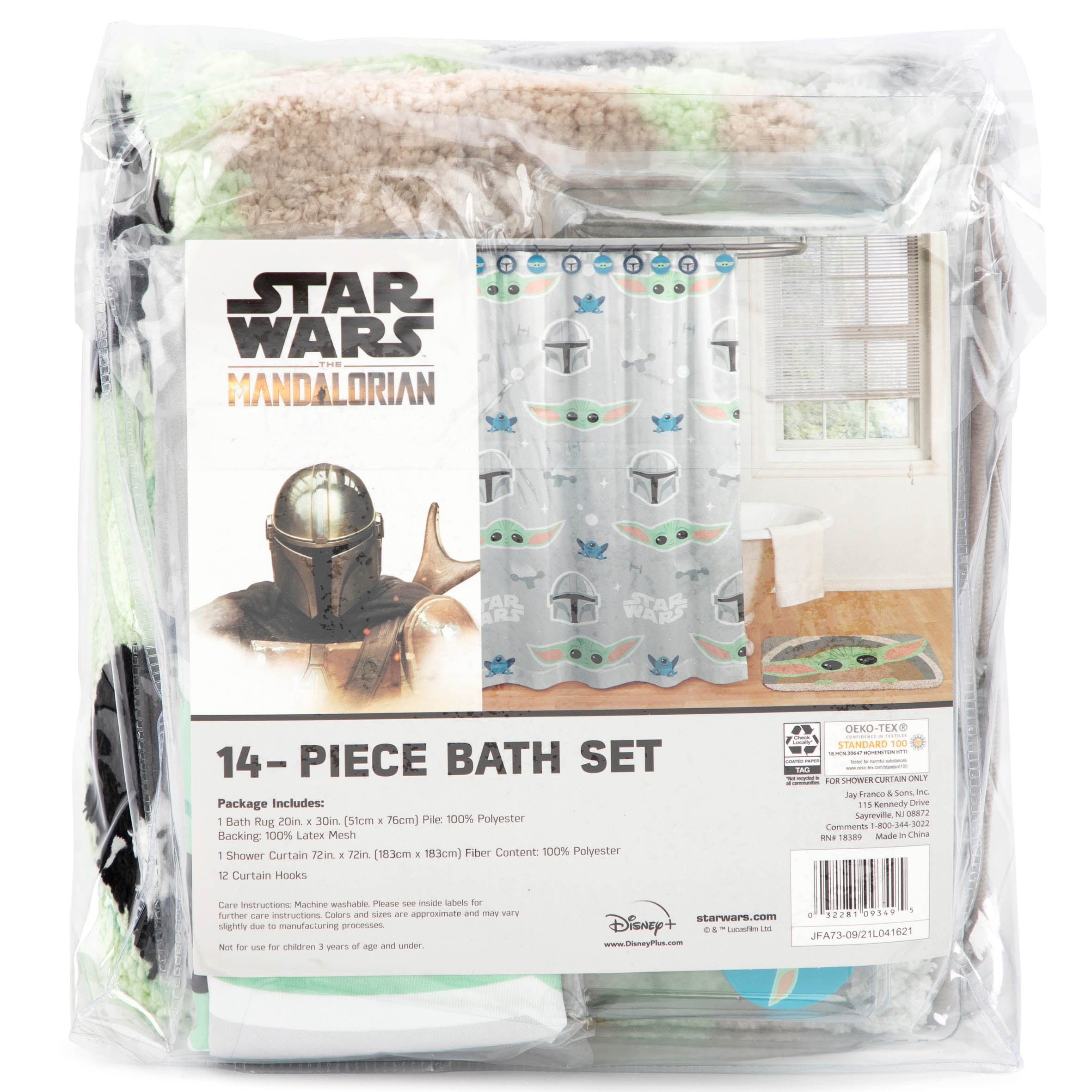 Star Wars Yoda Mandalorian Bathroom Rug Set Shower Curtain Bath