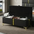 thumbnail image 2 of Elegant Upholstered Storage Ottoman - Metal Legs, Semi-Assembled for Bedroom/Living Room,Black, 2 of 10