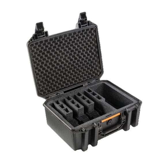 Pelican Vault V300 Hard Case, Pre-cut Heavy-Duty Foam holds up to 5 Pistols and 19 Magazines, Crushproof, Dustproof, Weather-Resistant