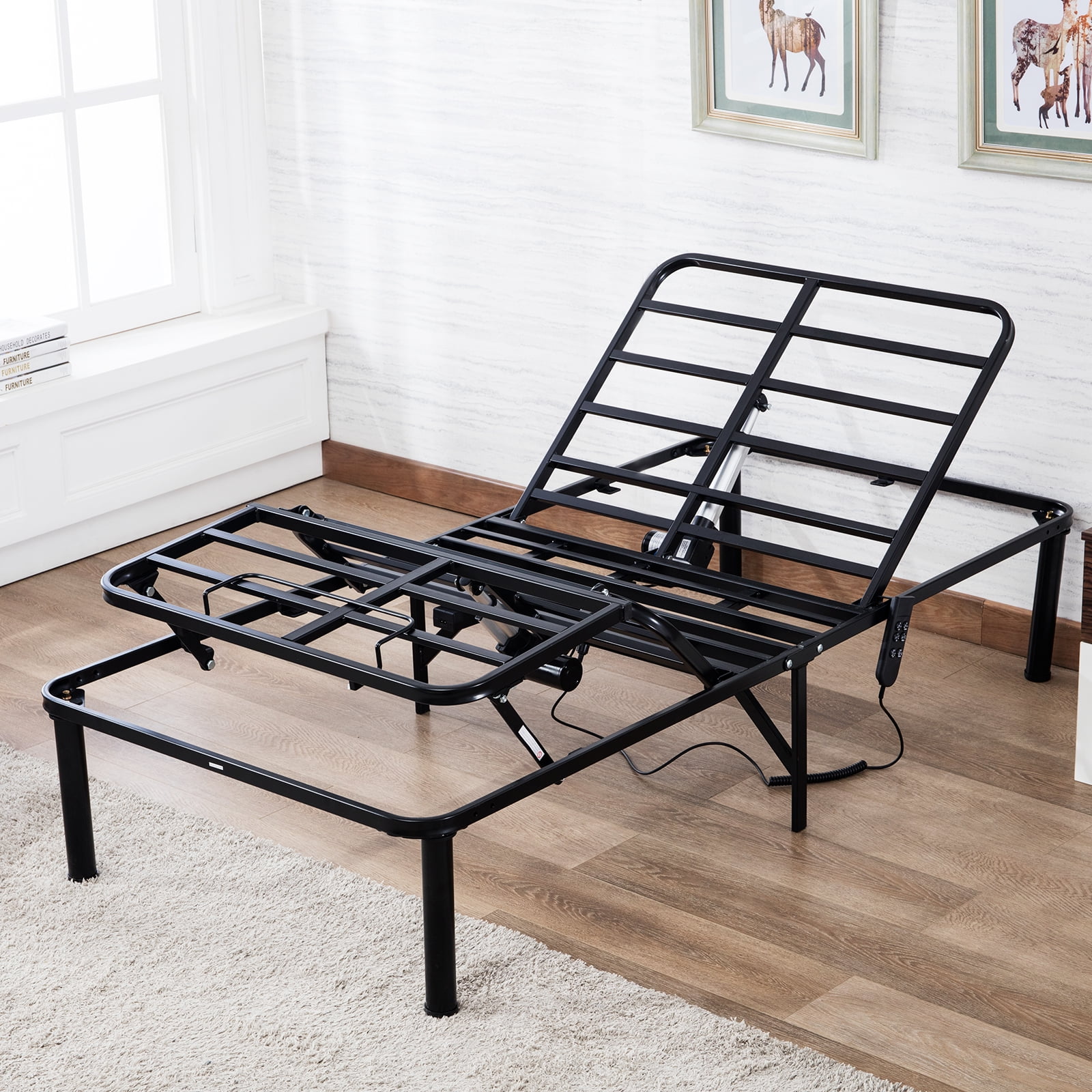 Uenjoy Metal Mesh Adjustable Electric Bed Frame Head Leg Elevation