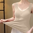 thumbnail image 6 of CBASIHI Womens Thermal Underwear Tank Tops- Fall Winter Stretchy Slim Fit V Neck Sleeveless Undershirt with Built in Bra Khaki Size M-3XL, 6 of 9