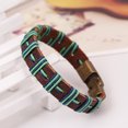 thumbnail image 2 of Pulsera vintage de aleación de cuero, cadena hecha a mano para hombres y mujeres, joyería (verde azul oscuro), 2 of 2