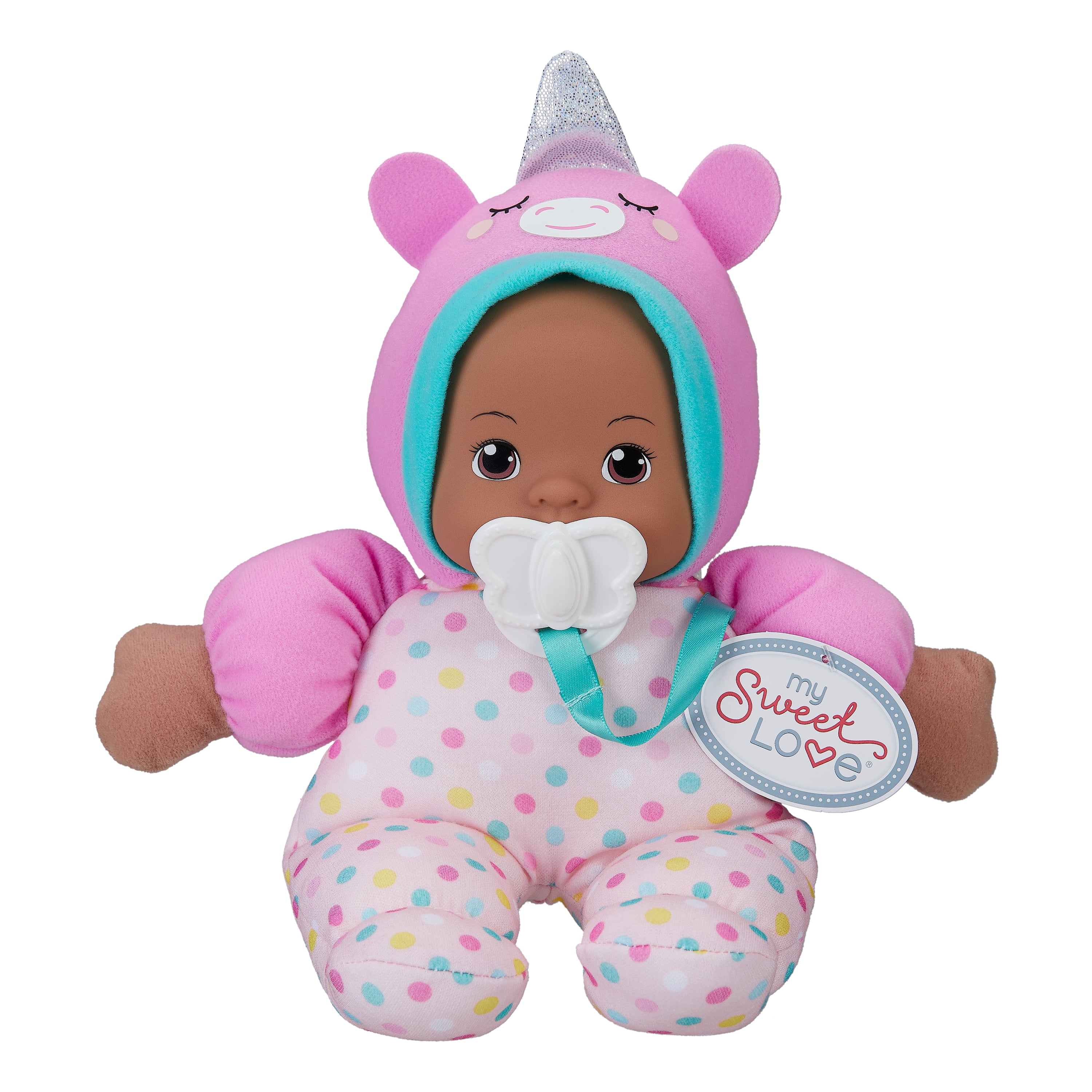 My Sweet Love 10" Soft Baby Doll with Pacifier, Dark Skin Tone, Unicorn Theme
