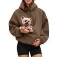 thumbnail image 5 of FUZHIQ Women's Fuzzy Pet Pouch Hoodie Cat Dog Carrier Sweatshirt Round Zipper Opening Kangaroo Pocket Plush Hooded Pullover for Small Pets, 5 of 6