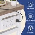 thumbnail image 5 of CONCETTA Dresser for Bedroom with Hanging Rack 6 Drawers Dresser, LED Lights & Charging Station, Wooden Top, Grid Panel, Oak, 5 of 8