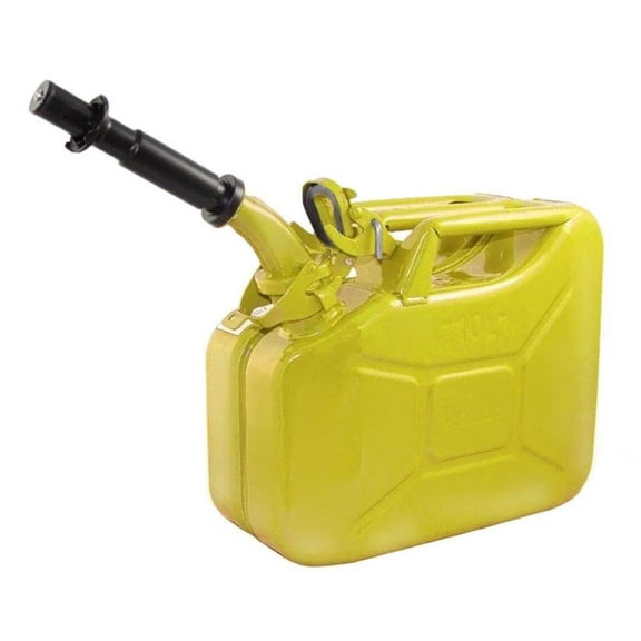 Wavian 3013 2.6 Gallon 10 Liter Steel Gasoline Fuel Jerry Can w/ Spout, Yellow