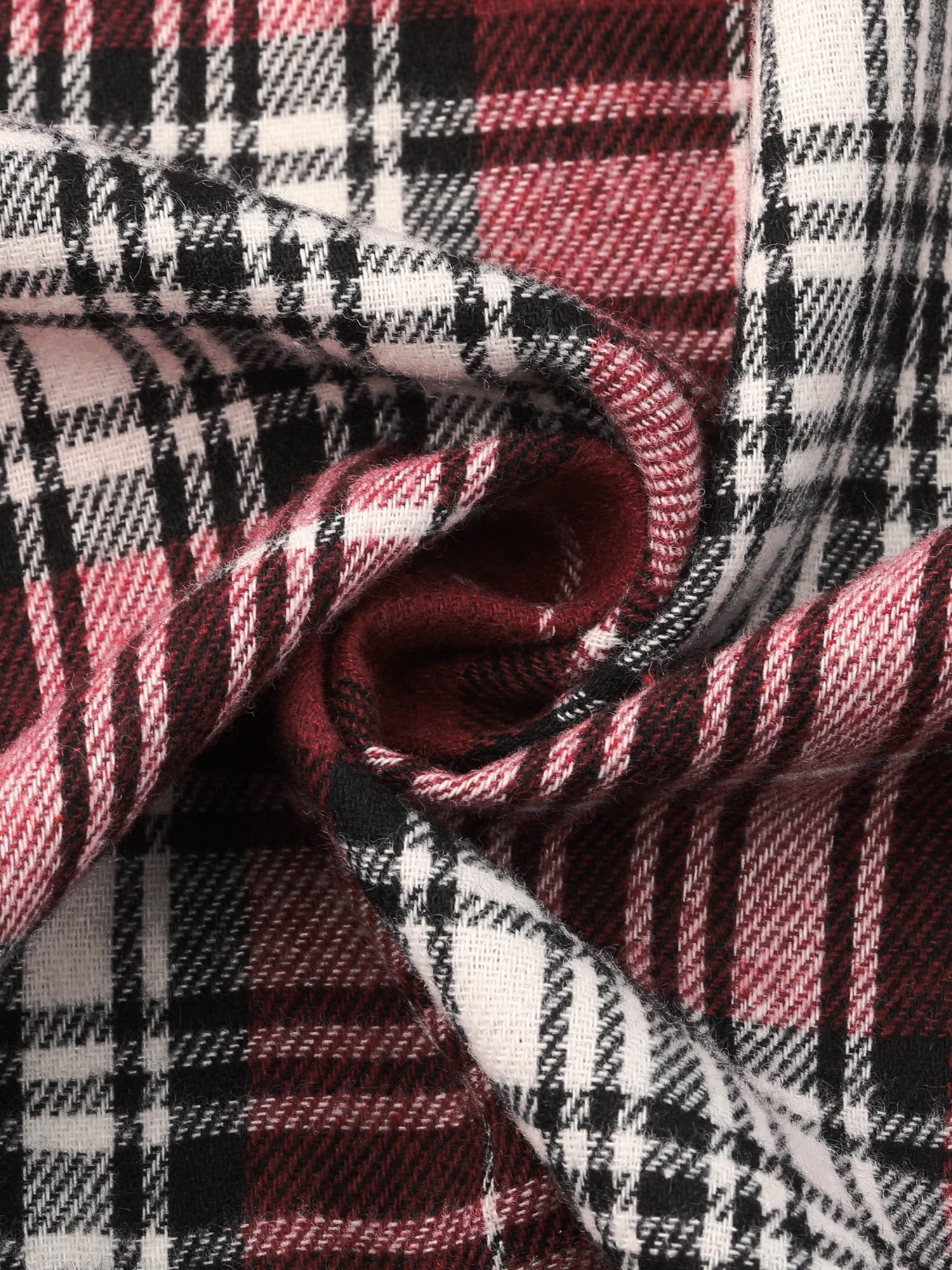 DARING DIVA Women's Boyfriend Plaid Button Down Flannel Shirt XL Deep Red