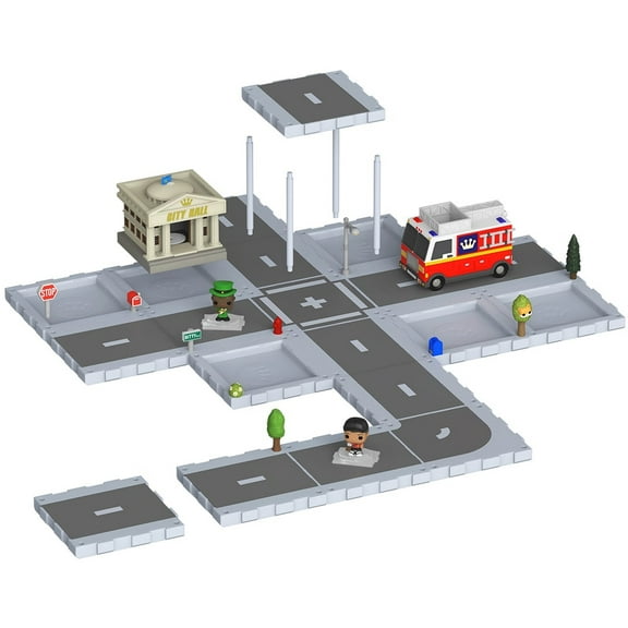 Funko Bitty POP! Bitty City Starter Set, Town Hall, Fire Truck, Mayor and Newspaper boy Vinyl Figures
