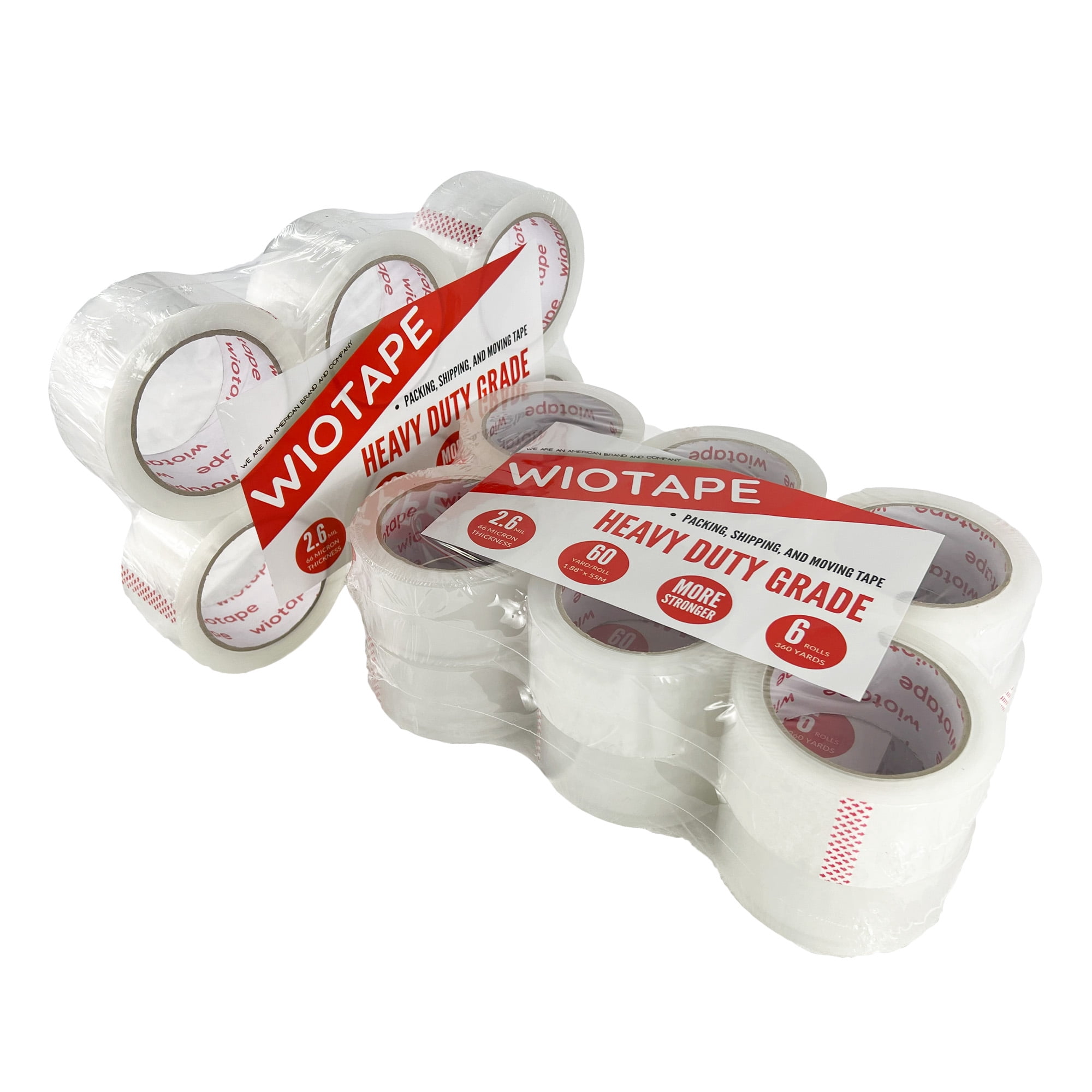 wiotape Heavy Duty Packing Tape, 1.88" x 60 Yard (18 Rolls), 2.6 Mil Thick for Moving, Packing, and Sealing