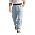 thumbnail image 2 of Tsivenald Work Pants for Men Elastic Drawstring Waist Lightweight Breathable Fabric Loose Fit Summer Beach Trousers, 2 of 9
