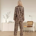 thumbnail image 3 of Couple-style leopard print high-quality ice silk imitation silk cardigan, long-sleeved pants and pajama set, 3 of 6