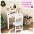 thumbnail image 4 of Patiojoy Kids Vanity Set Princess Pretend Play Vanity Table with Chair & Mirror & 4 Drawers White, 4 of 9