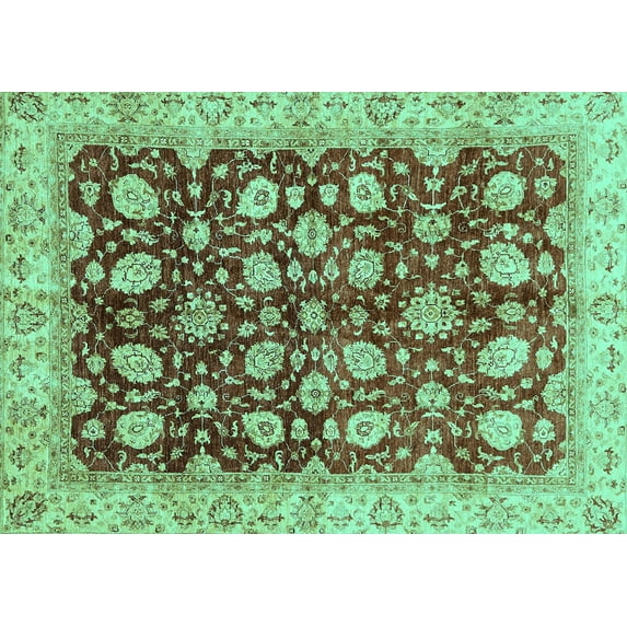 Ahgly Company Indoor Rectangle Oriental Turquoise Blue Traditional Area Rugs, 5' x 8'