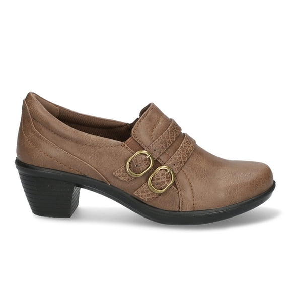 Easy Street Women's Stroll Double Buckle Bootie Fashion Boot, Taupe/Taupe Snake/Gore, 6 Narrow