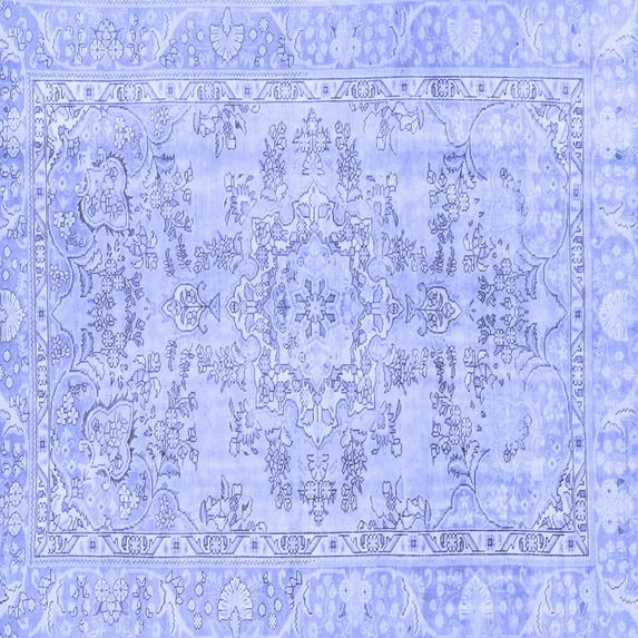 Ahgly Company Indoor Square Abstract Blue Modern Area Rugs, 3' Square