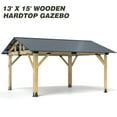 thumbnail image 2 of Howsvn 13Ft x 15Ft Outdoor Wooden Hardtop Gazebo with Galvanized Steel Roof,Heavy Duty Cedar Wood Frame Gazebos for Garden, Backyard, 2 of 8