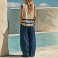 thumbnail image 4 of CIENVNSTG Two Piece Sets for Women Summer Sleeveless Ethnic Boho Striped Vest Loose Wide Leg Pants Vestidos Fashion Streetweeetwear Navy L, 4 of 8