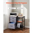 thumbnail image 2 of VEVOR Metal File Cabinet, Mobile Filing Cabinet with 3 Fabric Drawers and 2 Open Shelves, Wooden Vertical Filing Storage Cabinets with Wheels for Letter, A4, Legal Size File, Easy Assembly, Brown, 2 of 9