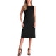 thumbnail image 2 of Vestido sin mangas de corte ajustado para mujer, cuello barco, texturizado, casual, de oficina, color negro, 2 of 6