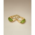 thumbnail image 5 of SNGIA 18K Gold Plated Oval Dangle Hoop Earrings with Green Resin Accent for Women, 5 of 6