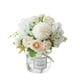 thumbnail image 1 of Yuarrent 2 flores artificiales en jarrón, elegantes, duraderas, para interiores o exteriores, flores artificiales en jarrón Decoración rosa blanca+blanca, 1 of 6