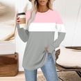 thumbnail image 2 of ZHYou Womens Color Block Tops Loose Fit,Long Sleeve Casual Shirts,Soft Comfortable Oversized Striped Pattern Blouses,Gray,Size L, 2 of 5